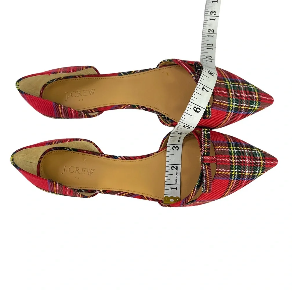 Plaid Pointed Toe D'Orsay Flats - Red Tartan